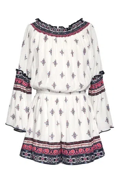 Truly Me Kids'  Print Long Sleeve Romper In White