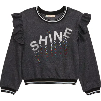 Truly Me Kids'  Shine Embellished Sweatshirt In Black