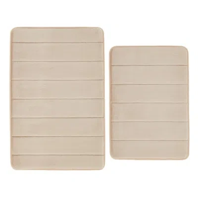 Truly Soft 2 Piece Memory Foam Bath Rug Set In Tan