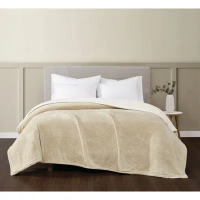 Truly Soft Basket Carved Faux Fur Blanket In Tan
