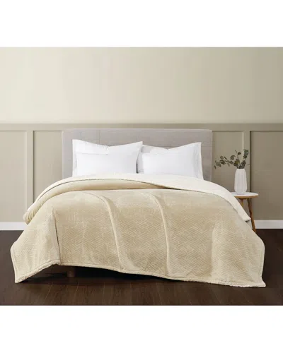 Truly Soft Basket Carved Fluffy Blanket In Nude