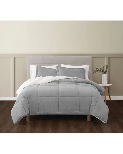 Truly Soft Basket Carved Fluffy Comforter Set In Gray