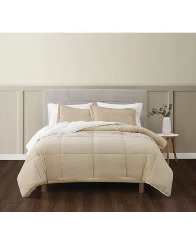 Truly Soft Basket Carved Fluffy Comforter Set In Nude