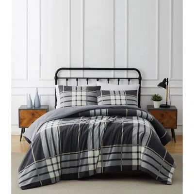 Truly Soft Black Standard Cotton 3 Piece Duvet Cover Set