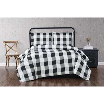 Truly Soft Buffalo Microfiber Farmhouse / Country Set In Black Checkered