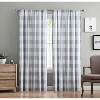 Truly Soft Buffalo Plaid Everyday Semi-sheer Rod Pocket Curtain Panels In Gray