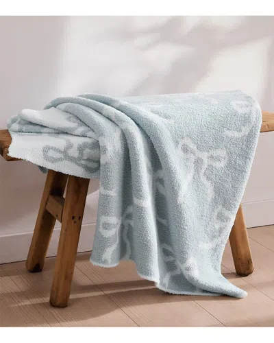 Truly Soft Cozy Bows Reversible Throw In Blue