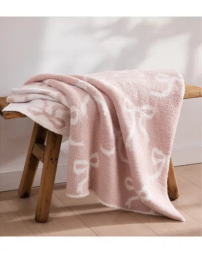 Truly Soft Cozy Bows Reversible Throw In Pink