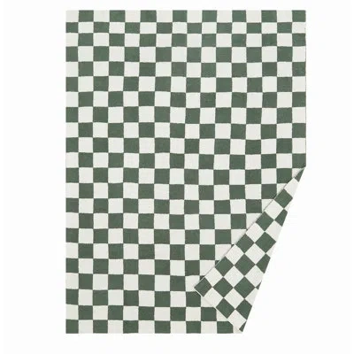 Truly Soft Cozy Checkerboard Reversible Throw In Off White,green