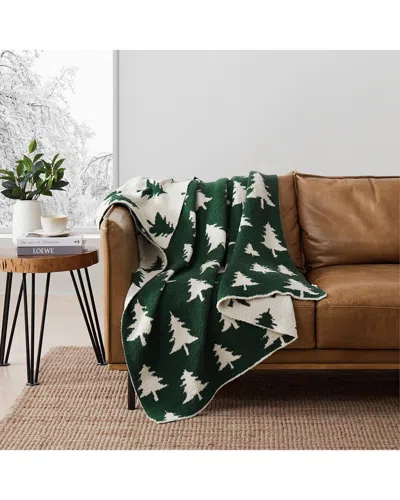 Truly Soft Cozy Evergreen Christmas Reversible Throw In Green