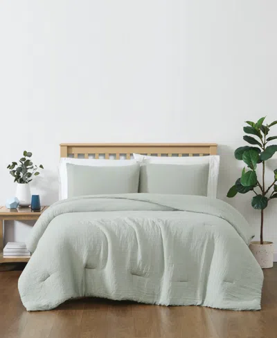 Truly Soft Cozy Gauze 3 Piece Comforter Set, Full/queen In Gray