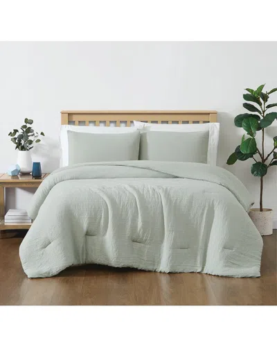 Truly Soft Cozy Gauze Comforter Set In Green