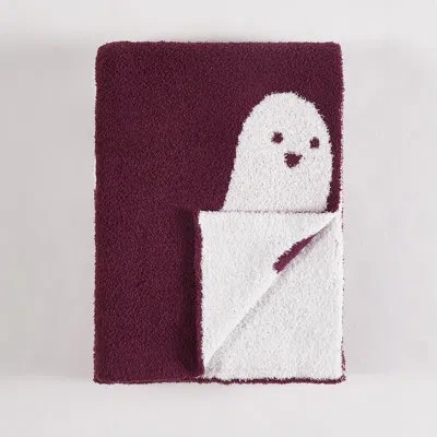 Truly Soft Cozy Ghost Reversible Throw In Plum And White