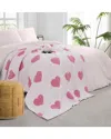 Truly Soft Cozy Hearts Reversible Throw In Pink