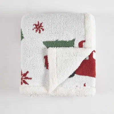 Truly Soft Cozy Tree And Truck Throw In White Multi