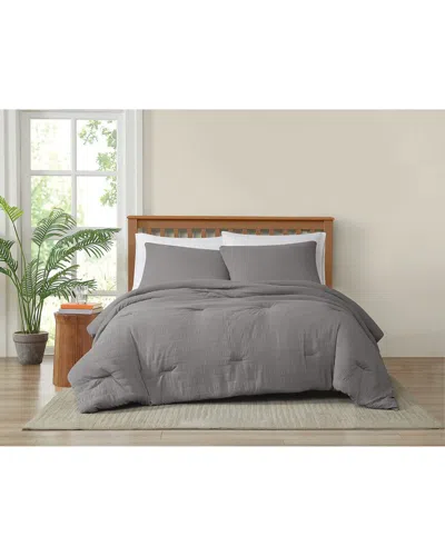 Truly Soft Crinkle Garment Wash Comforter Set In Gray