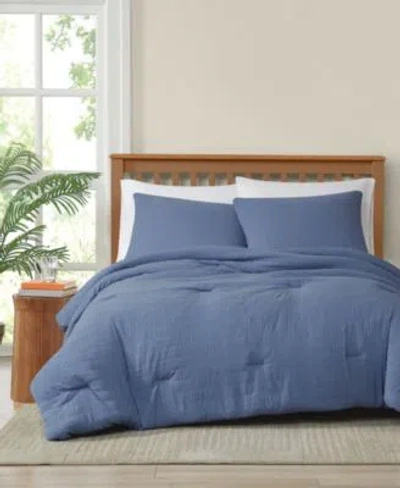 Truly Soft Crinkle Garment Wash Solid Comforter Sets In White