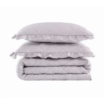 Truly Soft Crinkle Ruffle Quilt Set In Gray