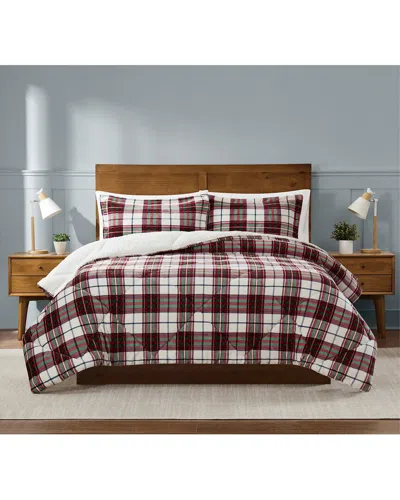 Truly Soft Cuddle Warmth Marlon Plaid Comforter Set In Burgundy