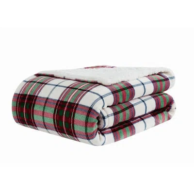 Truly Soft Cuddle Warmth Marlon Plaid Throw Blanket In White,red,green