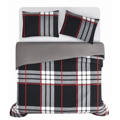 Truly Soft Danbury Plaid Microfiber Duvet Sets In Black Multi