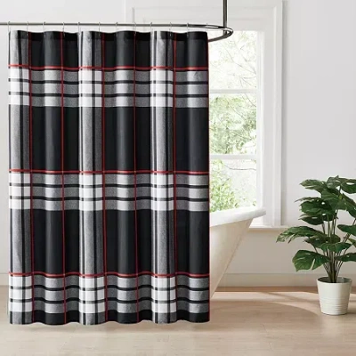 Truly Soft Danbury Plaid Shower Curtain In Black