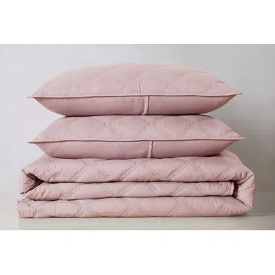 Truly Soft Everyday 3d Puff Quilt Set In Blush