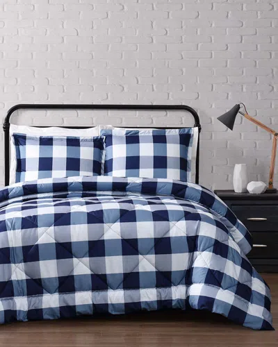 Truly Soft Everyday Buffalo Plaid Navy Comforter Set In Blue