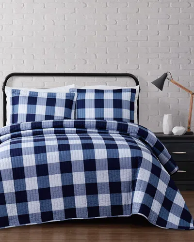 Truly Soft Everyday Buffalo Plaid Navy Quilt Set