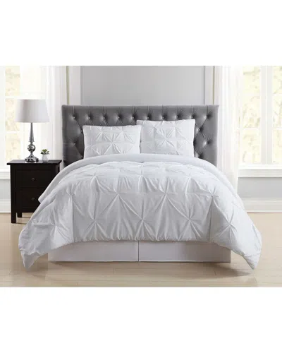 Truly Soft Everyday Pleated Removeable Cover Comforter Set In White