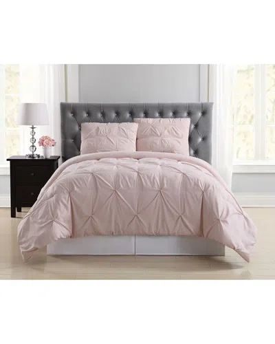Truly Soft Everyday Pleated Removeable Cover Comforter Set In Pink