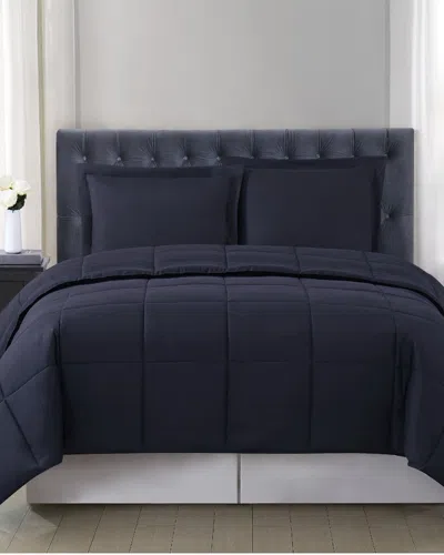 Truly Soft Everyday Reversible Black Comforter Set In Gray