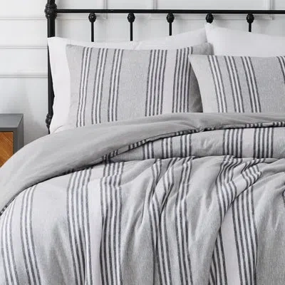 Truly Soft Gray Standard Cotton 3 Piece Duvet Cover Set