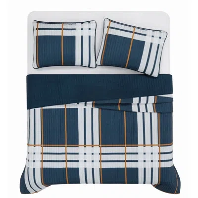 Truly Soft Henry Plaid Quilt Set In Blue Multi