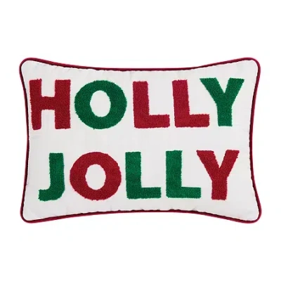Truly Soft Holly Jolly Decorative Bed Pillow In White