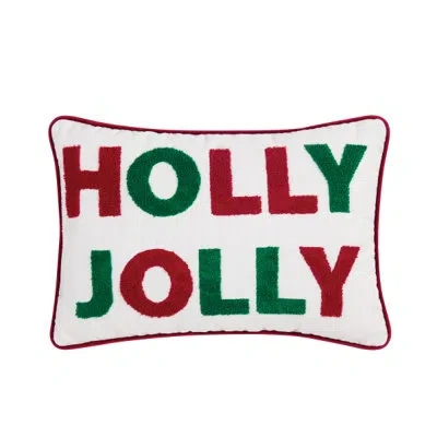 Truly Soft Holly Jolly Decorative Pillow In White,green,red