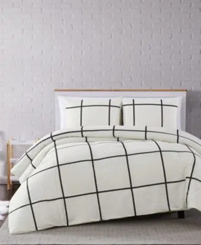 Truly Soft Kurt Windowpane Comforter Set Collection In Ivory,black