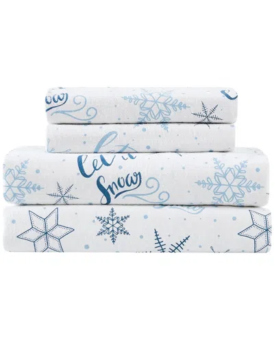 Truly Soft Let It Snow Flannel Sheet Set In Blue