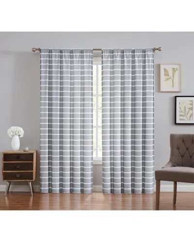 Truly Soft Maddow Stripe Window Panel Pair In Grey