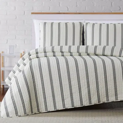 Truly Soft Millenial Quilt Set In Ivory,black