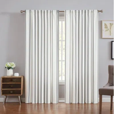 Truly Soft Millenial Stripe Window Panel Pair In Ivory,black
