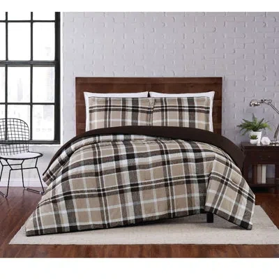 Truly Soft Paulette Plaid Duvet Cover Set In Taupe
