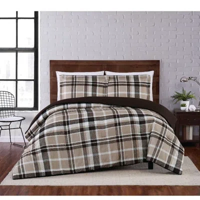 Truly Soft Paulette Plaid Quilt Set In Taupe