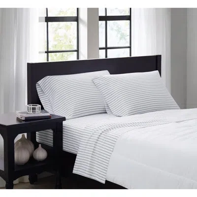 Truly Soft Pinstripe Plaid Microfiber Sheet Set In White,gray