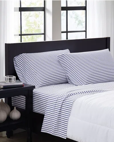 TRULY SOFT TRULY SOFT PINSTRIPE WHITE NAVY SHEET SET