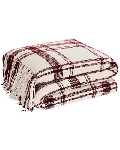 Truly Soft Plaid Chenille Throw In Burgundy