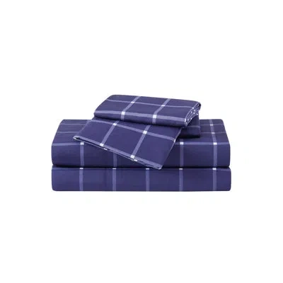 Truly Soft Plaid Microfiber Sheet Set In Navy,white