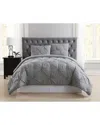 Truly Soft Everyday Pleated Removeable Cover Comforter Set In Gray