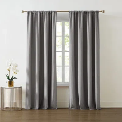 Truly Soft Polyester Semi-sheer Curtain Pair In Gray