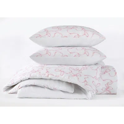 Truly Soft Printed Bow Microfiber Duvet Sets In Pink Geometric